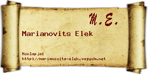 Marianovits Elek névjegykártya